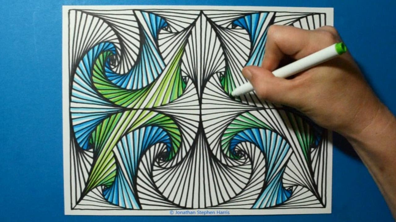 Colorful Drawing #3 / Awesome 3D Spiral Pattern / Relaxing Line Illusion / Color Art Therapy