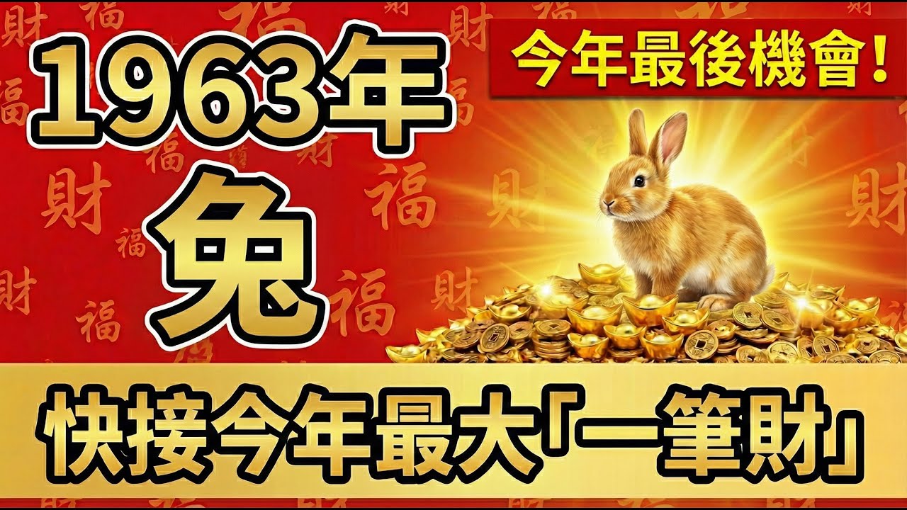 1963年屬兔人，水兔之命！年底前將迎來今年最大的「一筆財」，這是今年最後的機緣！#1963年屬兔 #屬兔運勢 #生肖兔運勢 #屬兔 #偏財 #生肖兔 #招財 #1963年生肖兔 #財運 #1963兔
