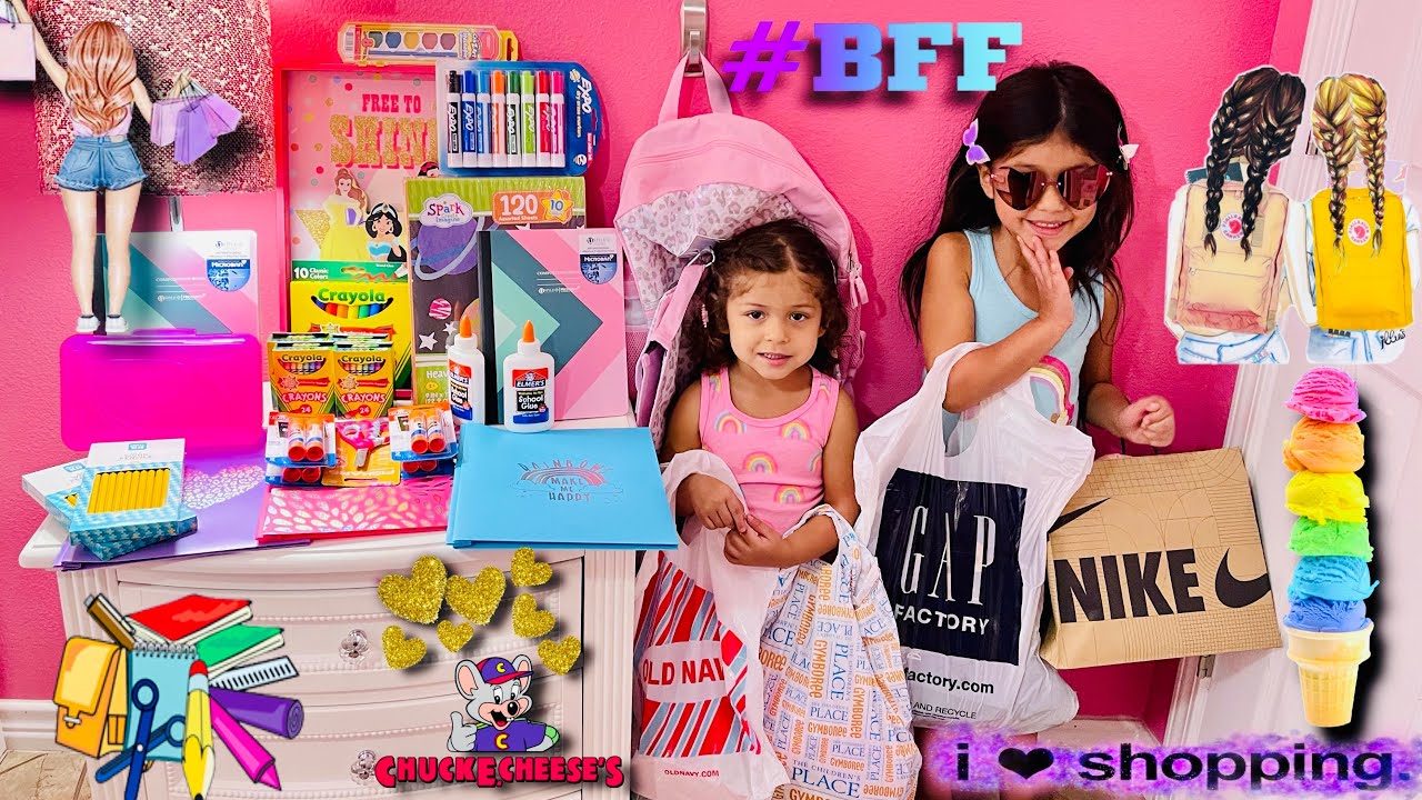Back to school shopping with GLITTER SISTERS 2021| Chuckee Cheese with friends
