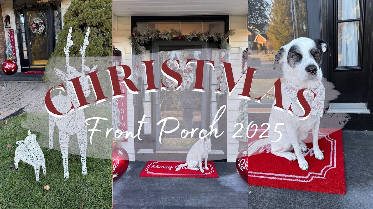 NEW CHRISTMAS FRONT PORCH AND OUTSIDE DECORATE WITH ME | SMALL FRONT PORCH CHRISTMAS DECORATING 2025