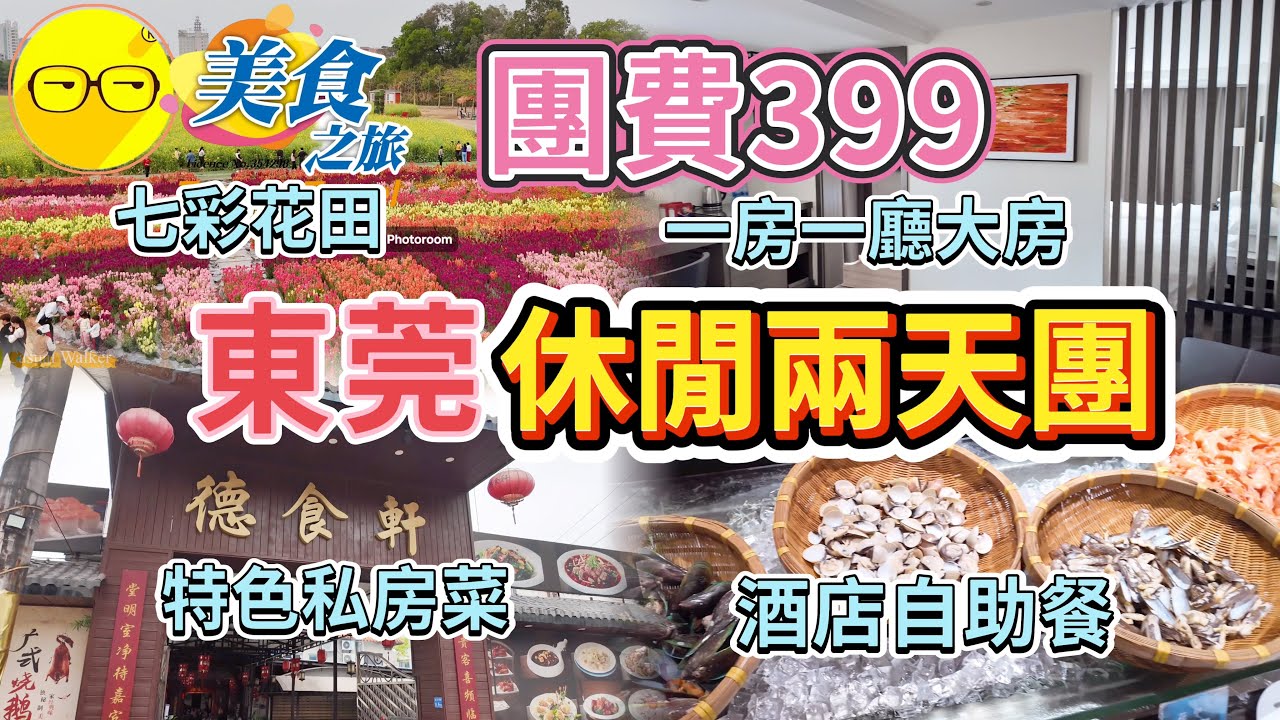 美食之旅 團費399 東莞休閒兩天團  入住東莞 天茂麗悦酒店 品嚐酒店自助餐 德食軒私房菜 美食團 東莞橋頭 七彩花田 油菜花海 包歡唱 KTV 麻雀棋牌任打 臥底旅行團 短線團 休閒推介