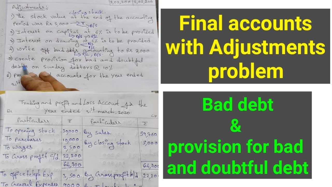 final accounts||bad debt provision for bad and doubtful debt || with adjustments ||problem|| telugu