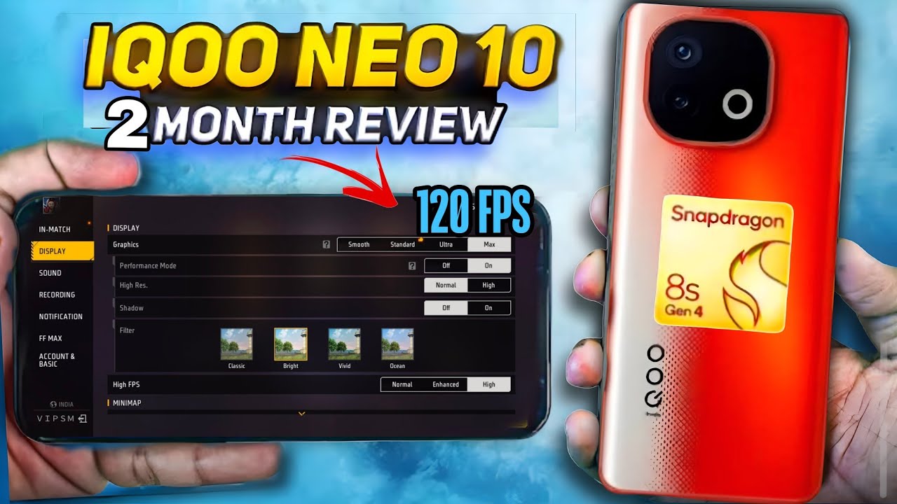 Iqoo Neo 10 Free Fire 2 month review Ultra Gameplay + Screen Recorder Test | Smooth Performance ! 👽