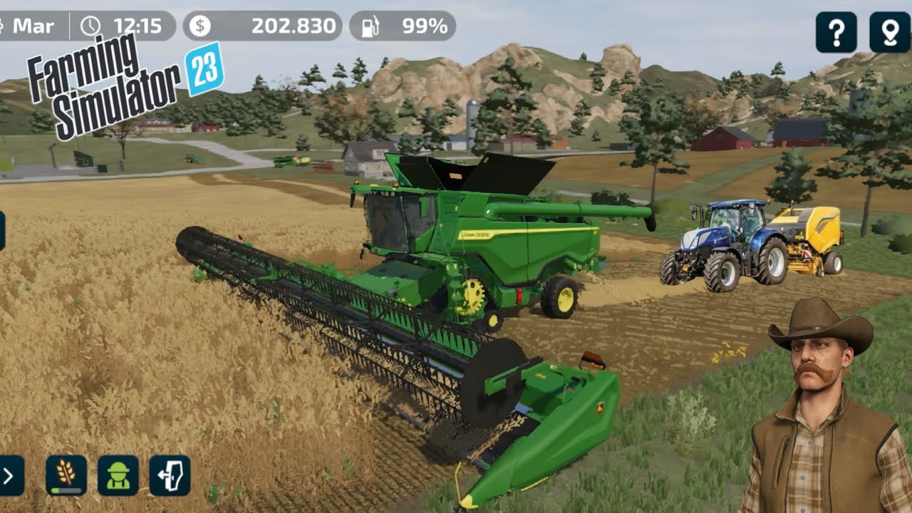 WHEAT HARVESTING WITH A LARGE JOHN DEERE COMBINE HARVESTER. 🌾 Fs23