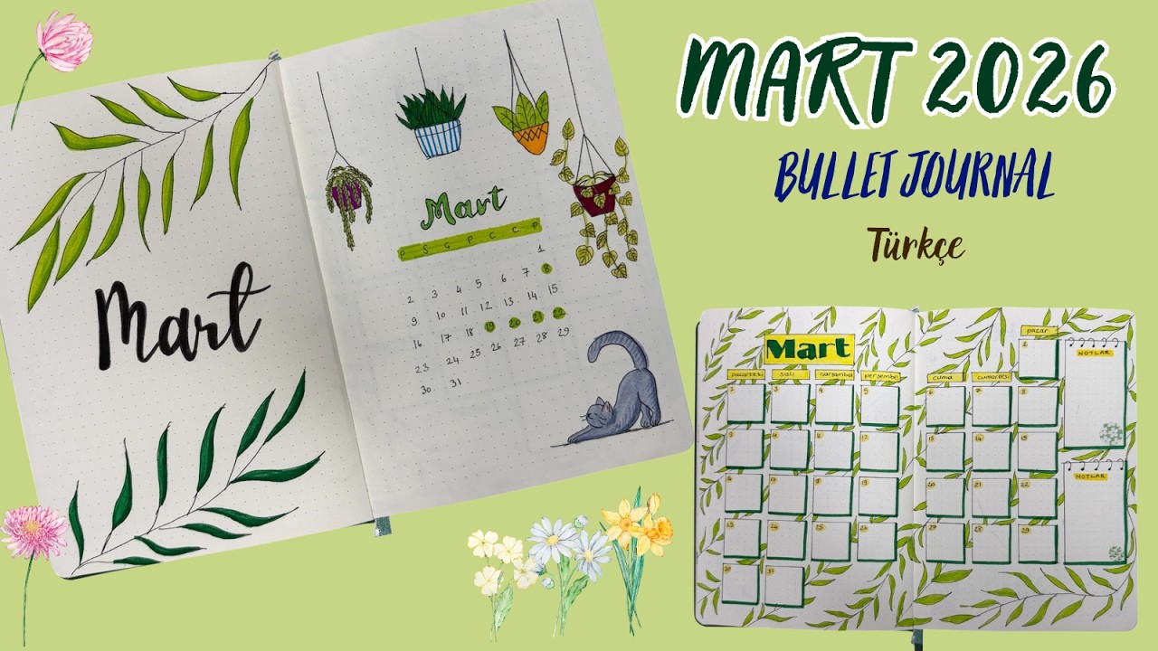 Mart Türkçe Bullet Journal - 2026 Mart Ajandasını Planlıyorum