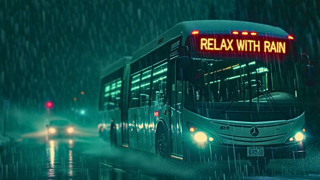 Добейтесь глубокого сна и концентрации внимания 🌧️ Дождь за окном автобуса и коричневый шум (11 час