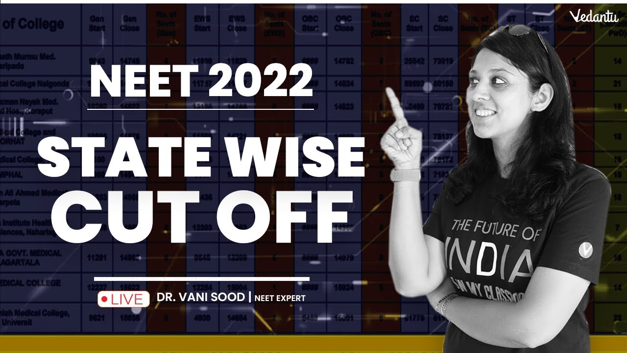 NEET 2022 State Wise Cut Off Marks | Vani Ma'am | Vedantu Biotonic
