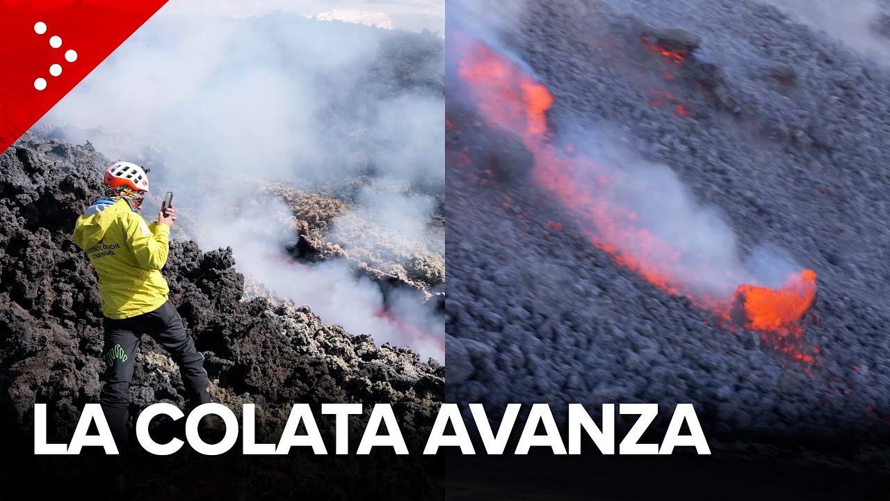 Etna, le immagini a un passo dalla colata lavica che ha raggiunto quota 1.900 metri