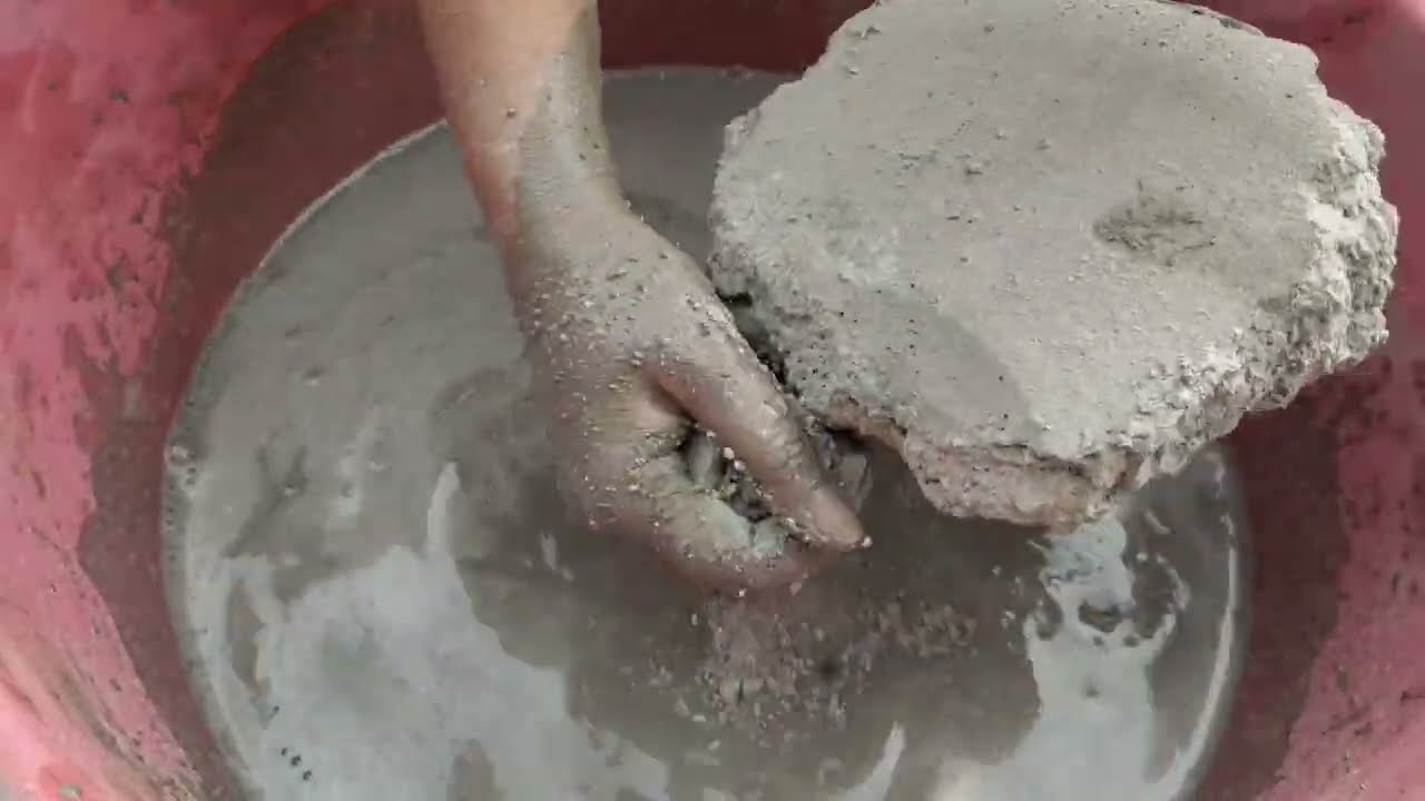 Asmr - Gritty sand cement crumbling in water 💦