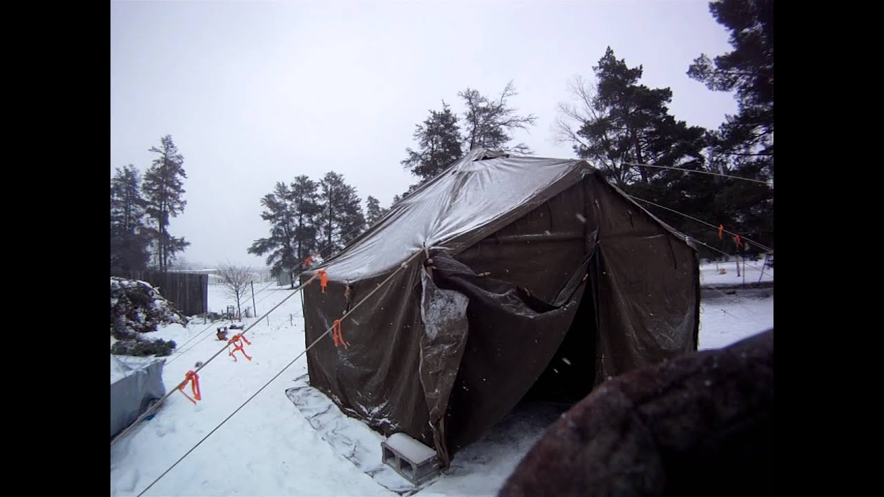 Over Night in the Canvas Tent Army GP Small with Stove.MP4