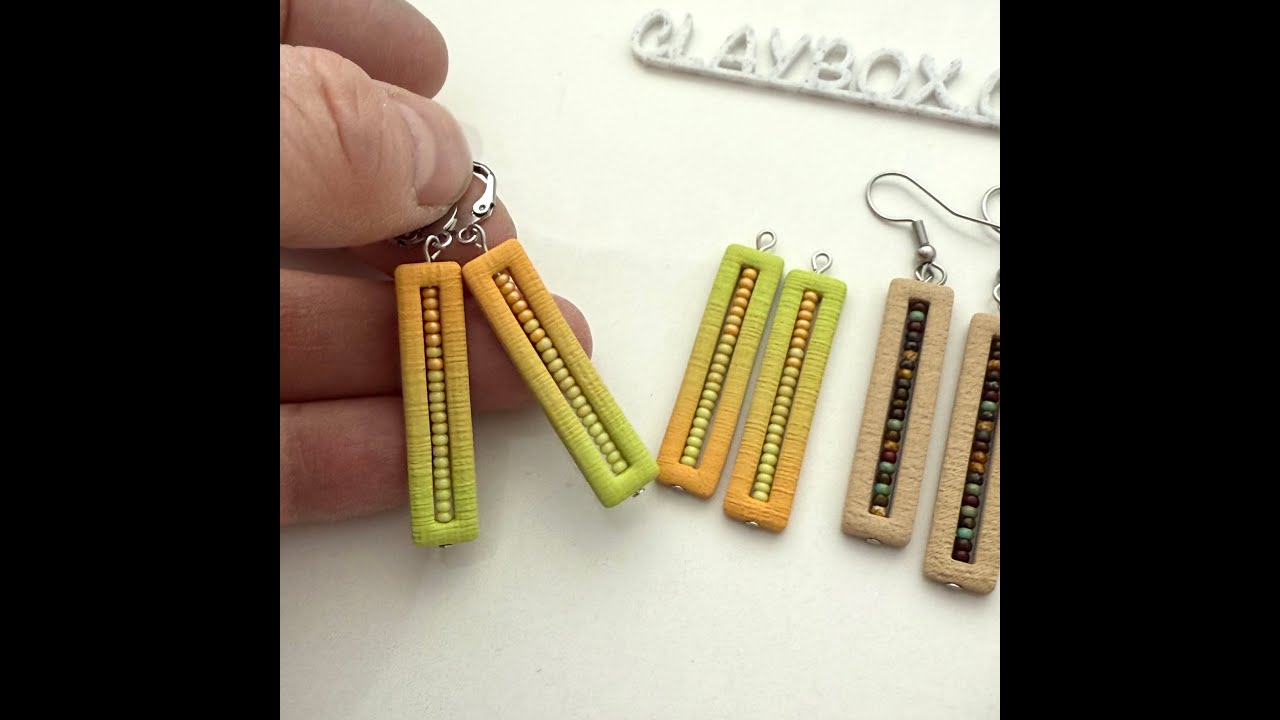 Polymer clay beaded dangle earrings