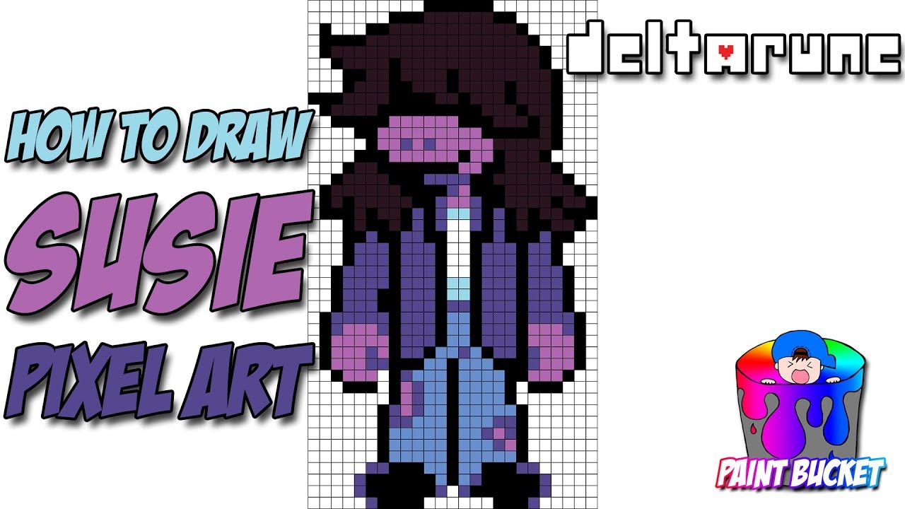 How to Draw Susie from Deltarune - Undertale Pixel Art 8-Bit Step by Step Delta Rune Speedpaint