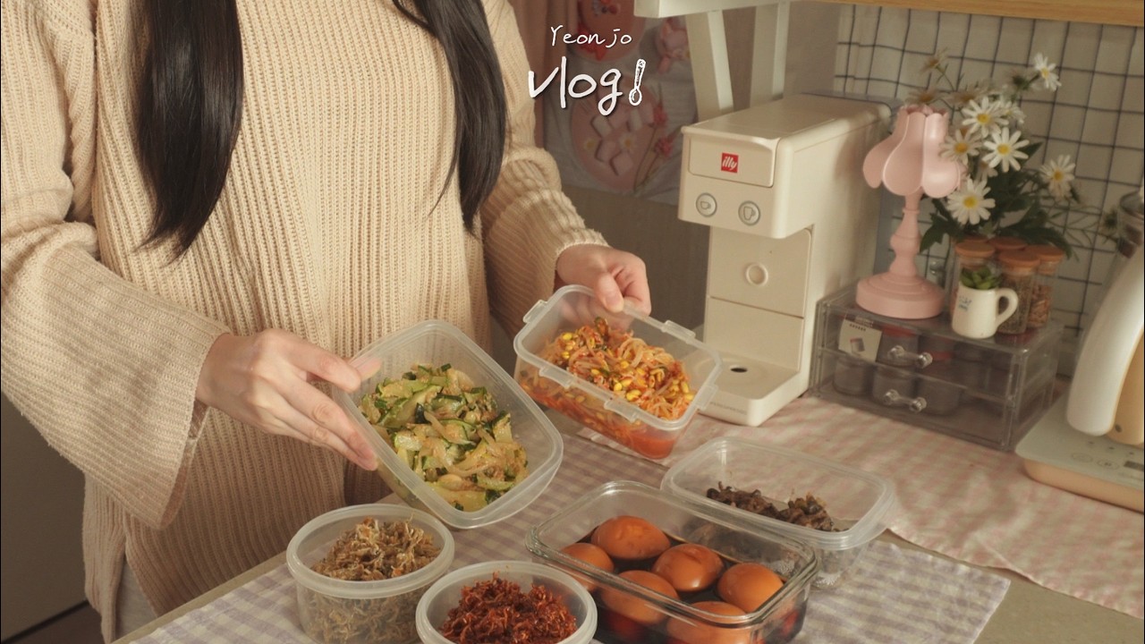 🧊뜬금없이 땡겨서 만들어 먹은 냉모밀, 냉장고 털어서 6가지 반찬 만드는 일상, 돈가스김치나베, 비빔밥, 사과에그샌드위치