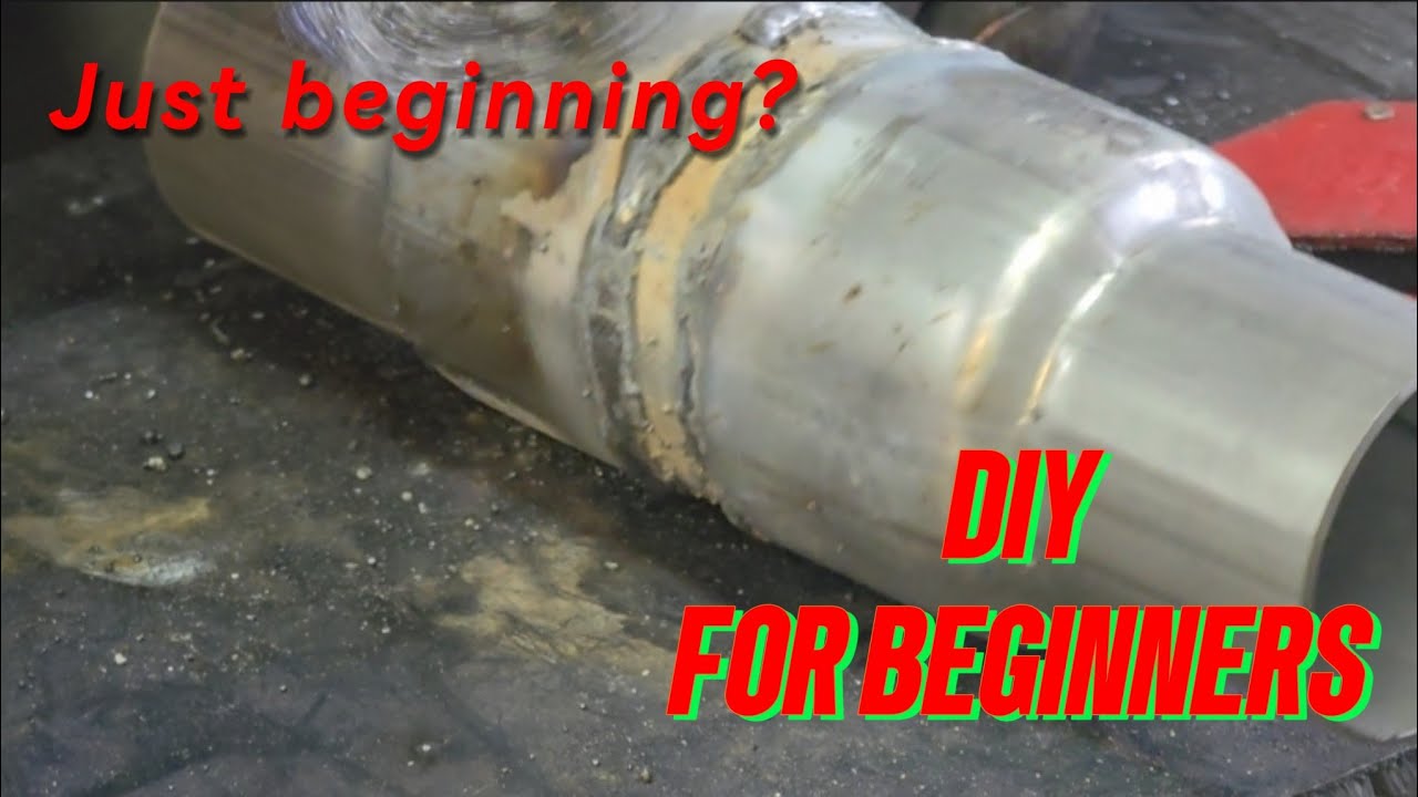 Beginner FLUX-CORE  welding Exhaust pipe(Thin Steel, tips, Tricks, settings)