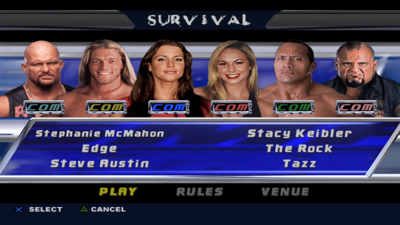 WWE SD! SYM PCSX2 - StephanieMcMahonVSStacyKeiblerVSEdgeVSTheRockVSSteveAustinVSTazz - Survivor
