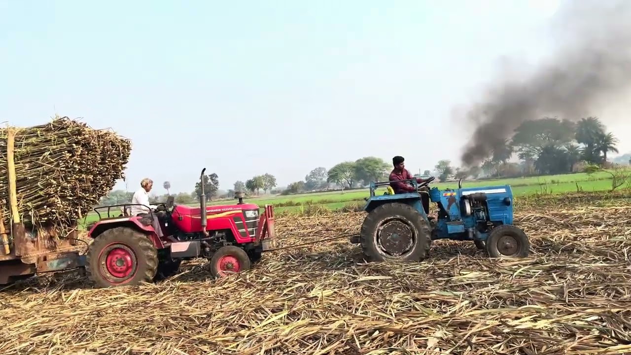 ￼ गन्ने की टिरोली फासते फासते बची॥mahindra yuvo & Eicher heera#viral #agrifuture #mahindrabikes