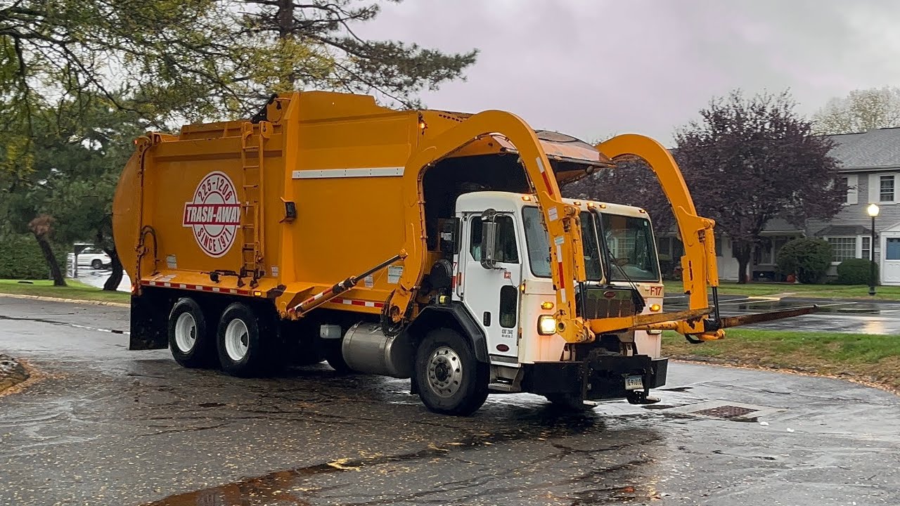 Peterbilt 520 McNeilus Contender Banging Put Recycle Dumpsters 