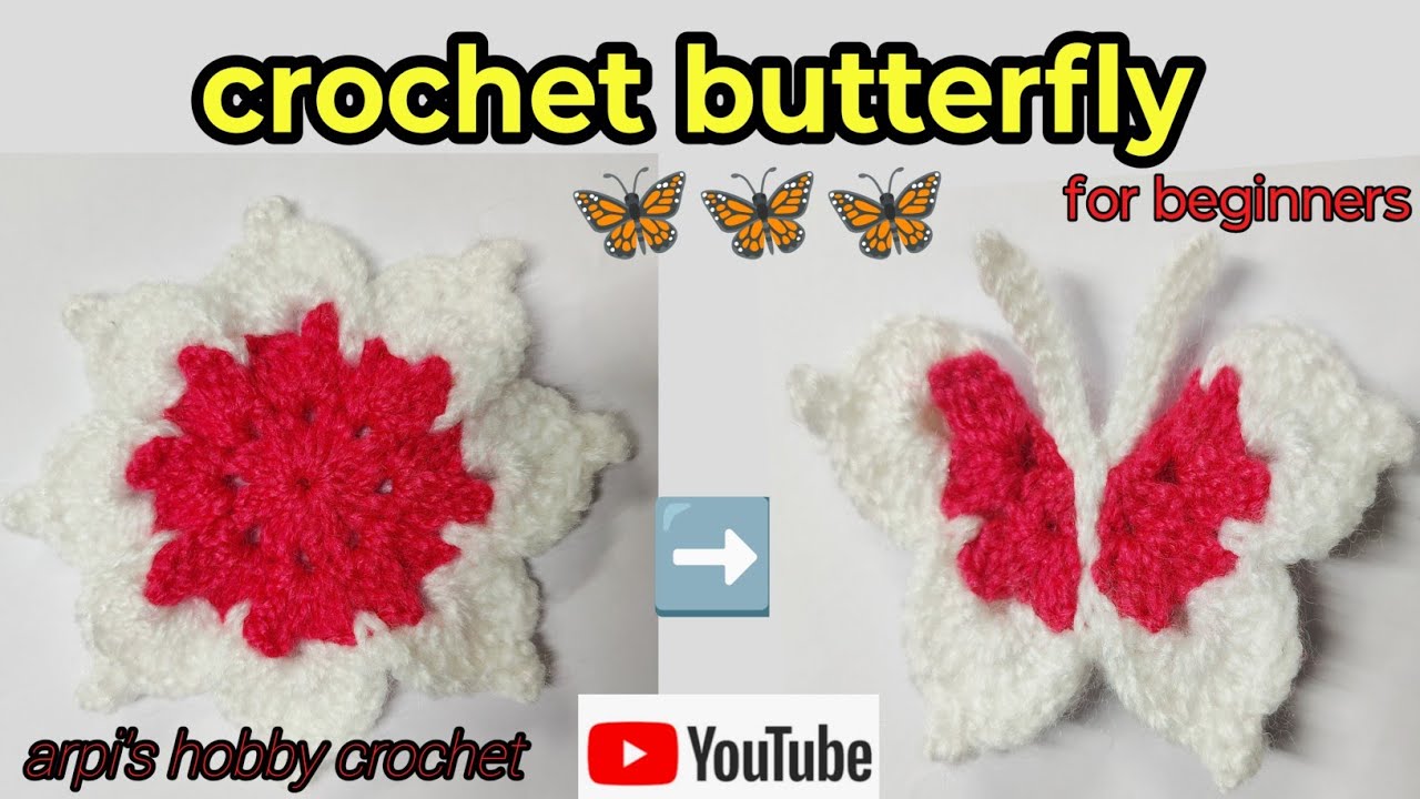 Crochet butterfly tutorial 🦋🦋 butterfly keychain tutorial❤️💝#crochet #knitting #beginners 