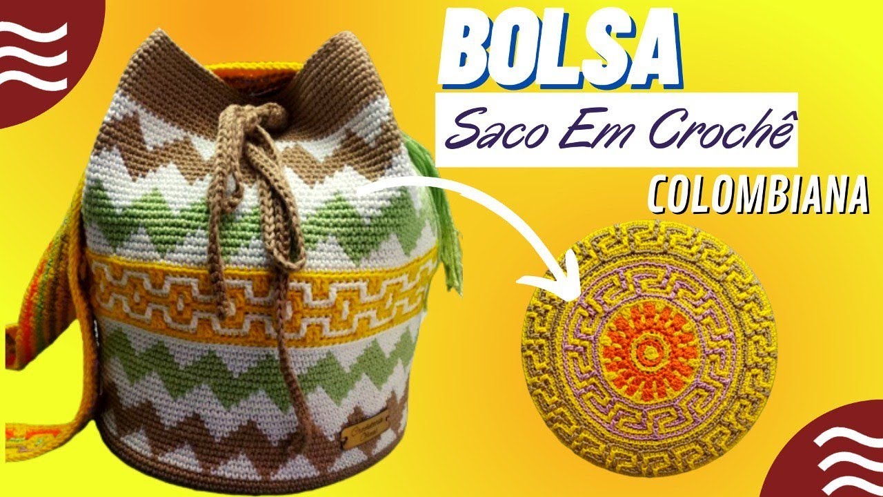Bolsa Saco Em Crochê Colombiana - PASSO A PASSO | @CrochetariaOficial