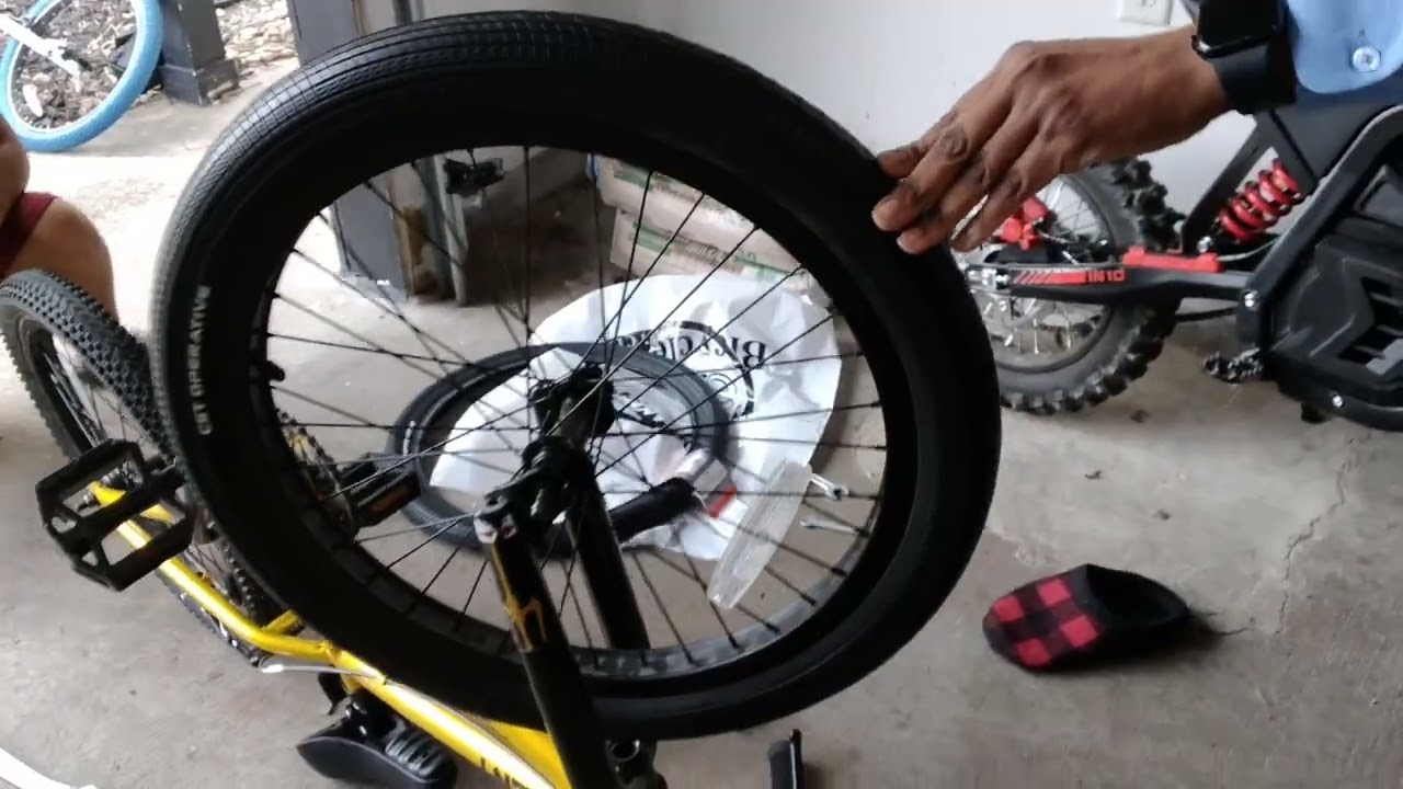 Part 1 of bmx build:putting on the first tire