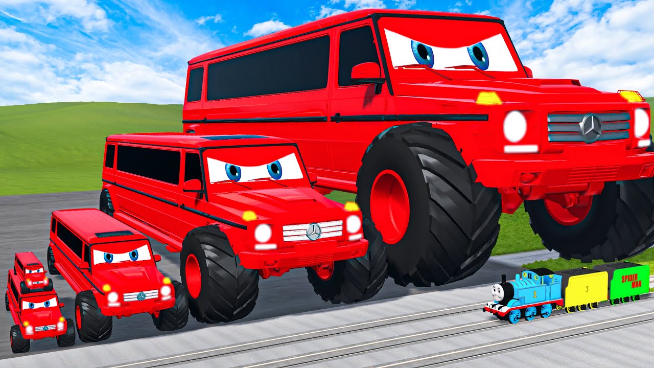 Big & Small Long Red Vizor VS Trains Thomas | BeamNG.drive