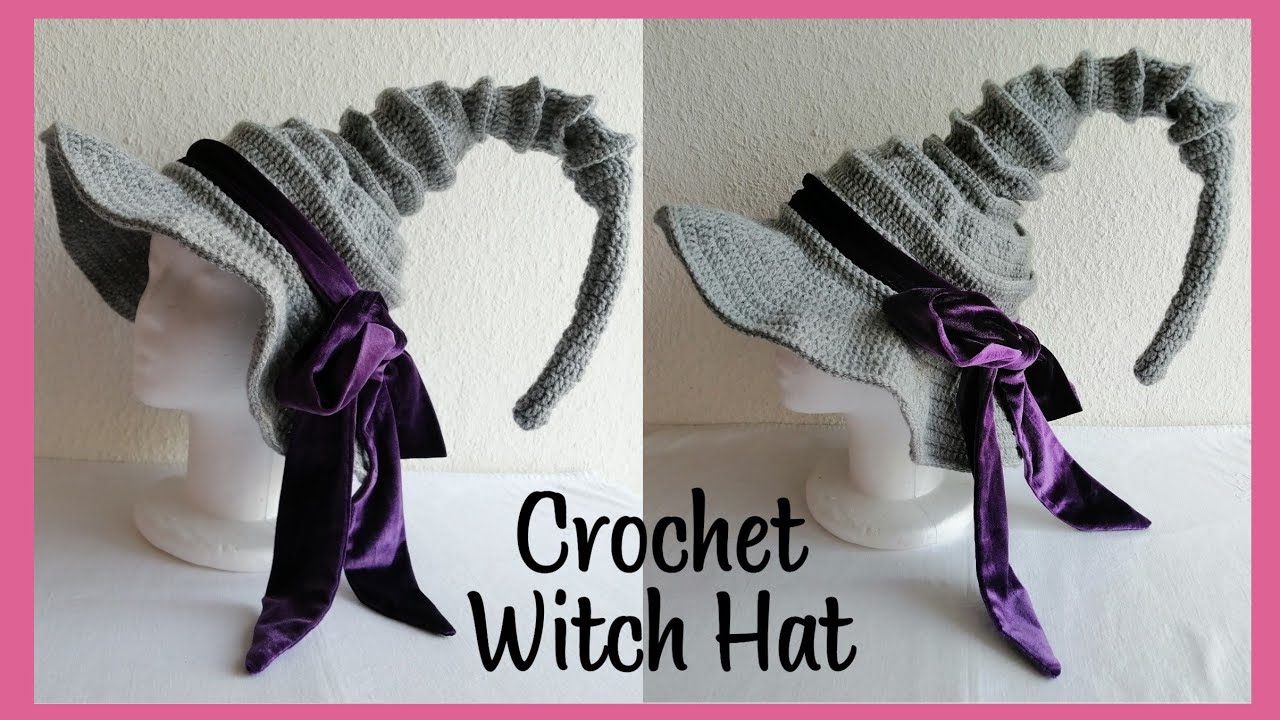 Crochet Witch Hat with Ribbon (adult size)