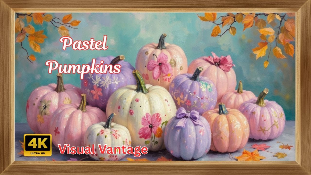 Halloween Pastel Pumpkin Decor | Cozy Autumn Charm in 4K | Frame TV Art | Visual Vantage