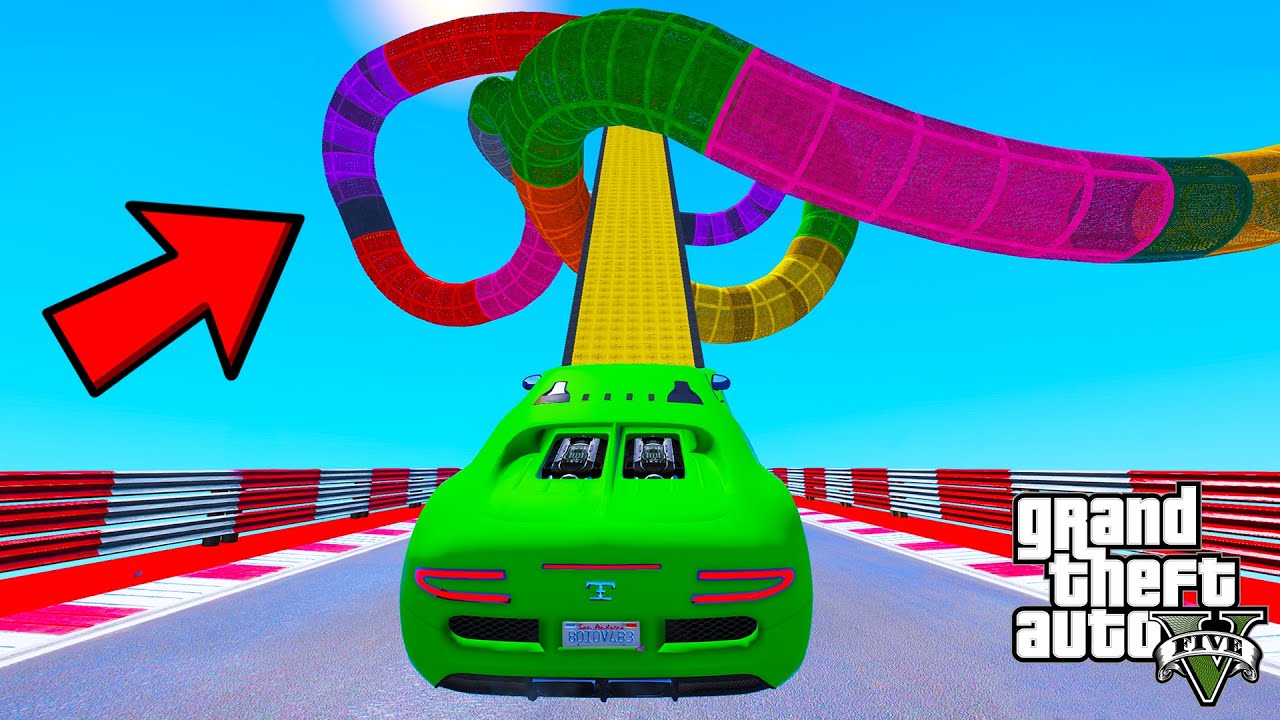FRANKLIN TRIED ZIGZAG TUNNEL PARKOUR RAMP CHALLENGE GTA 5 | SHINCHAN and CHOP