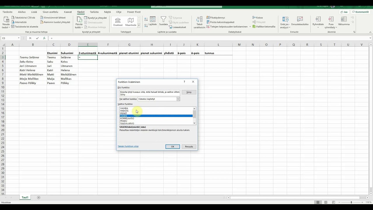 Merkkijonojen käsittelyä