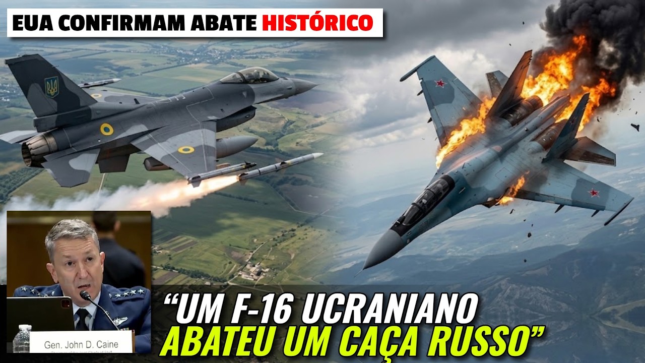 EUA confirmam ABATE HIST&Oacute;RICO: Ca&ccedil;a F-16 da Ucr&acirc;nia abateu um SU-35 russo no 
