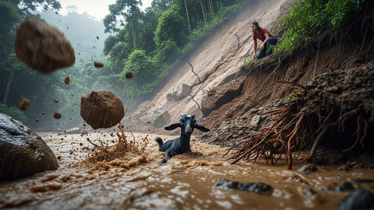 TIMELAPSE - 3 Days Alone in the Wild: Goat Rescue During a Landslide Rain