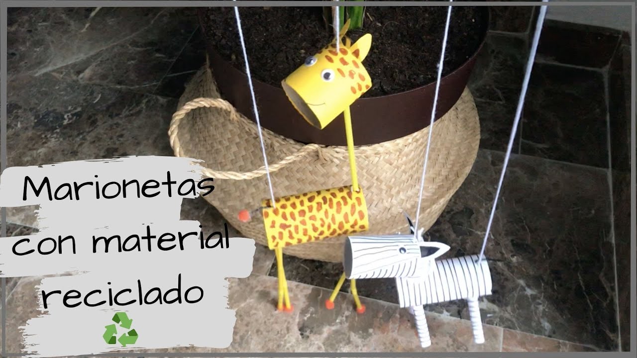 MARIONETAS con MATERIAL RECICLADO DIY ♻️ // Juguete casero para niños   // Recycled puppets