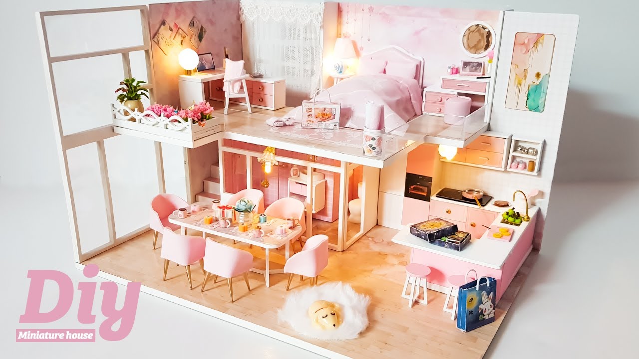 DIY Miniature dollhouse Kitㅣpink home partyㅣ핑크 홈파티ㅣ미니어처하우스ㅣ박소소(soso miniature)