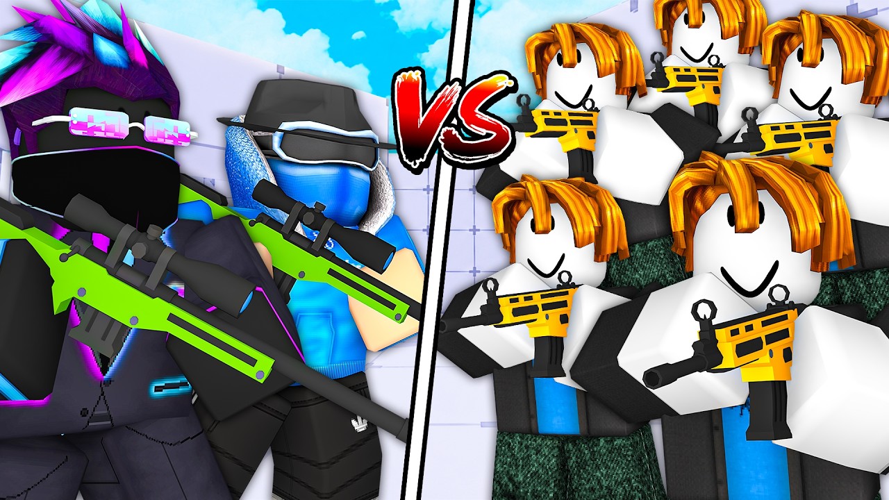 2 ЮТУБЕРА против 10 НОВИЧКОВ в Roblox Rivals!