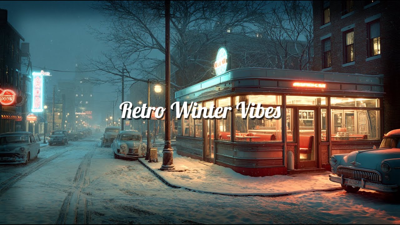 Snowy 1950s Diner ❄️ Cozy Vintage Jazz & Winter Ambience