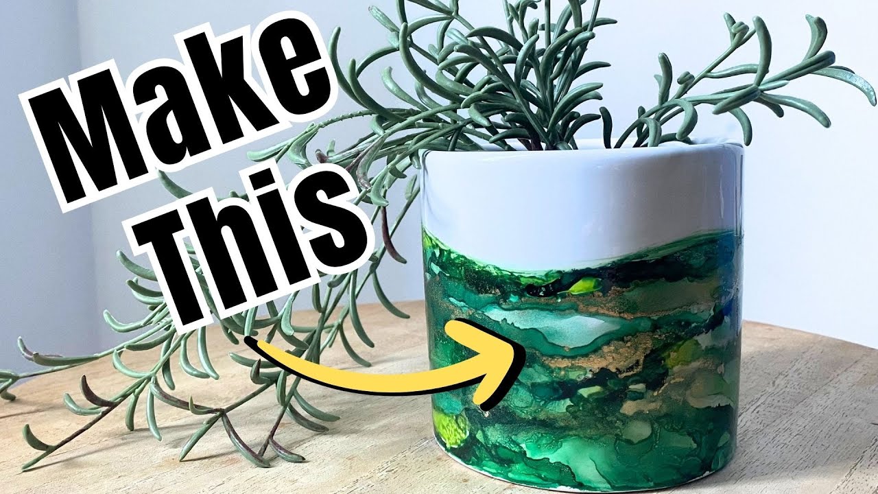Painting Ceramic Pots IDEA!!! | Alcohol Ink DIY #abstract #fun #satisfying