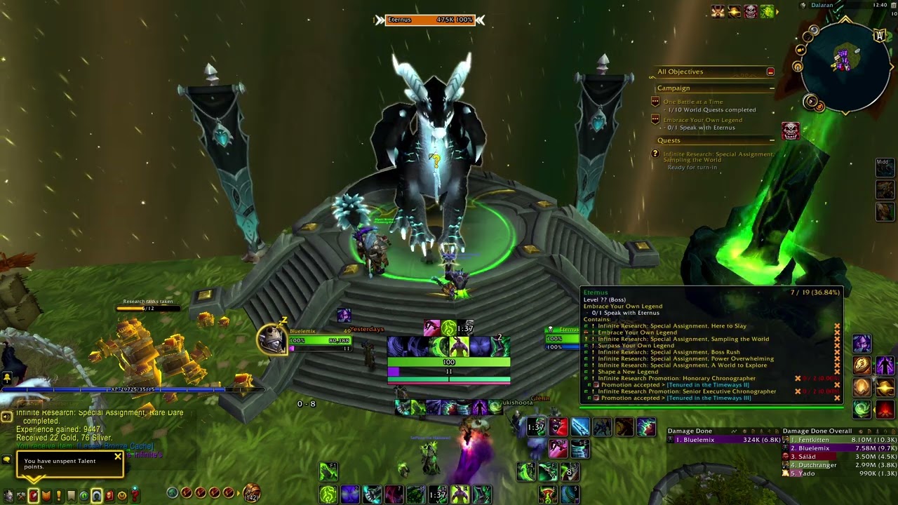 WoW TWW  - Legion Remix Patch 11.2.5 Quest: Infinite Research Special Assignment, Sampling the World
