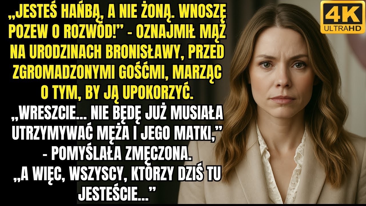 „Jesteś hańbą, a nie żoną  Wnoszę pozew o rozwód!” – powiedział mąż na urodzinach Bronisławy, marząc