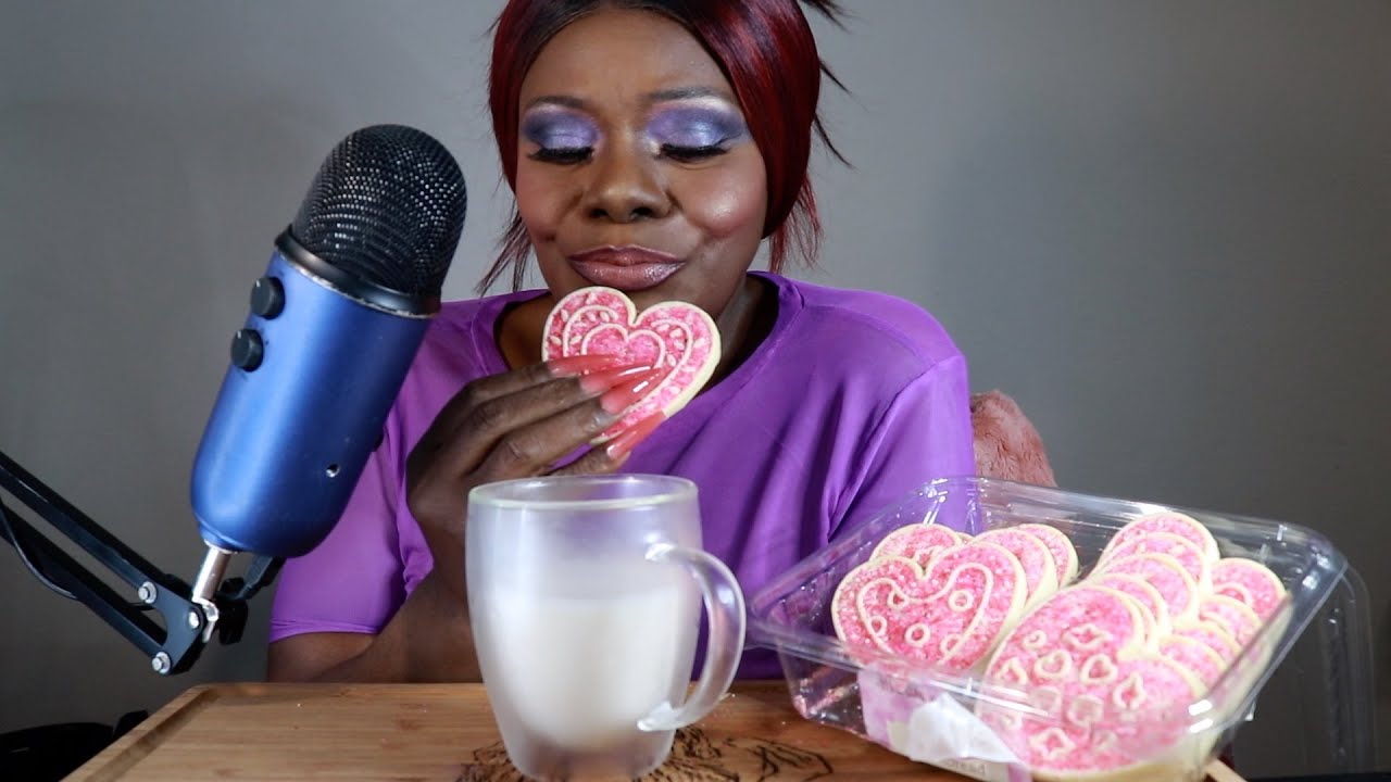 Valentines Day Sugar Cookies ASMR Eating Sounds