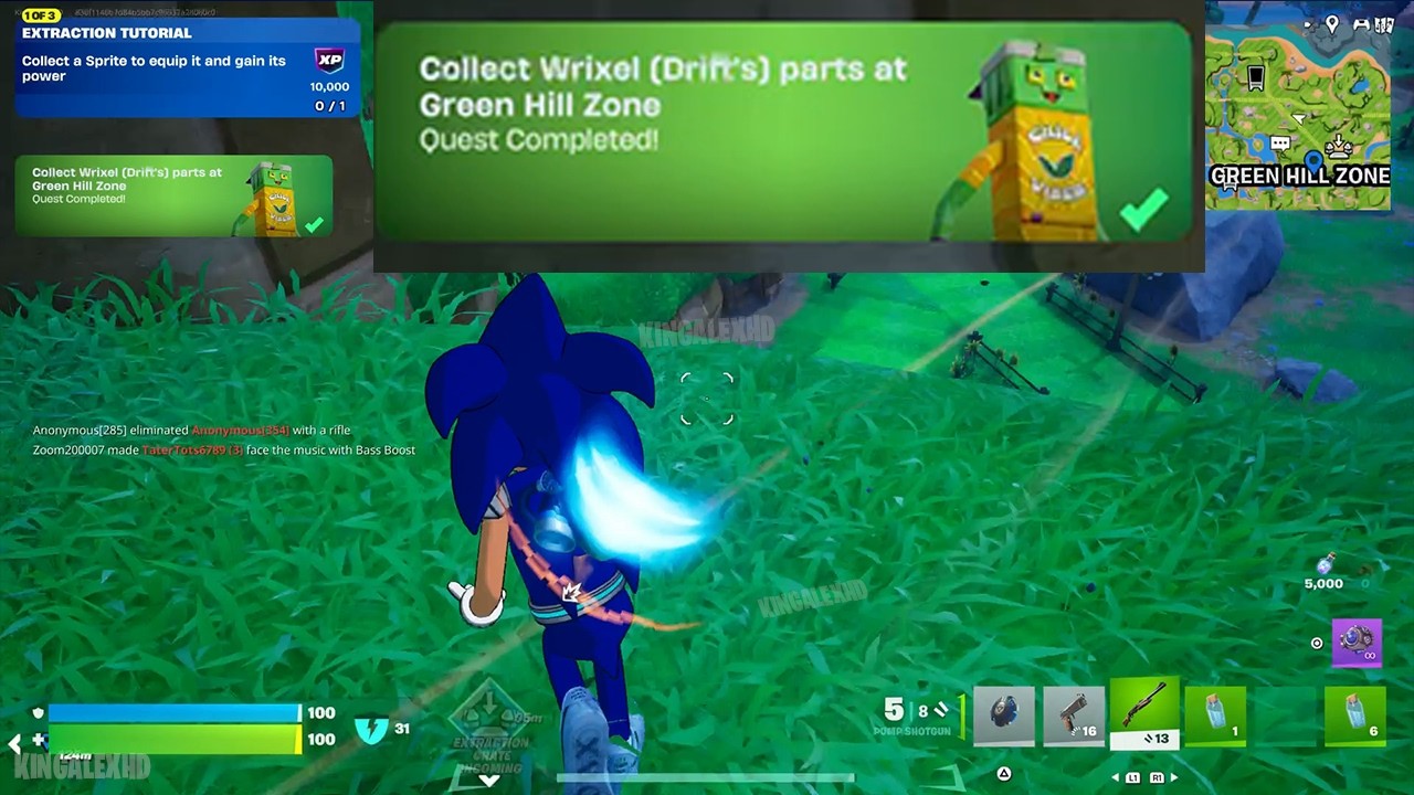 Как ЛЕГКО собрать детали Wrixel (Дрифта) в локациях Green Hill Zone в Fortnite!
