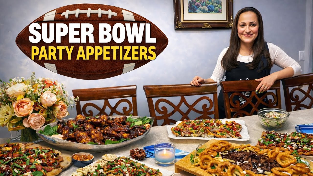 Super Bowl Appetizer Party/ Brisket Recipe/ Meat Pizza/ Franks ‘n Blanks/ Brisket Tacos/ Bruschetta