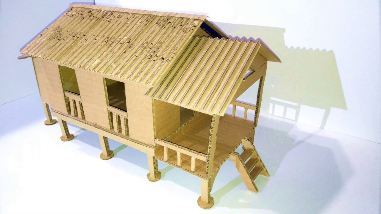 How to make Traditional Malay House from Cardboard | Miniature house