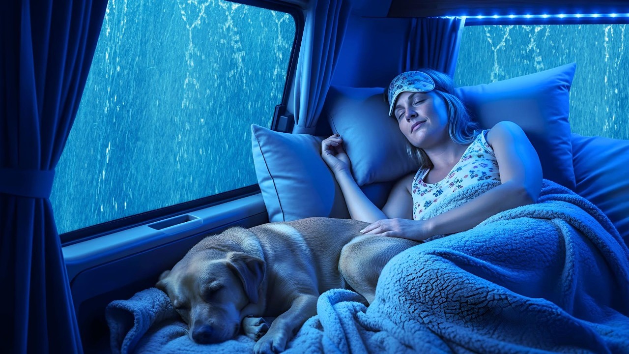 🌧️Rain Sounds for Sleeping 🚗 Massive Thunder & Rain in Cozy Car Sleep Fast