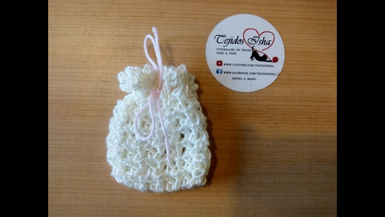 114.- Souvenir: Bolsita a crochet para primera comunion o bautizo