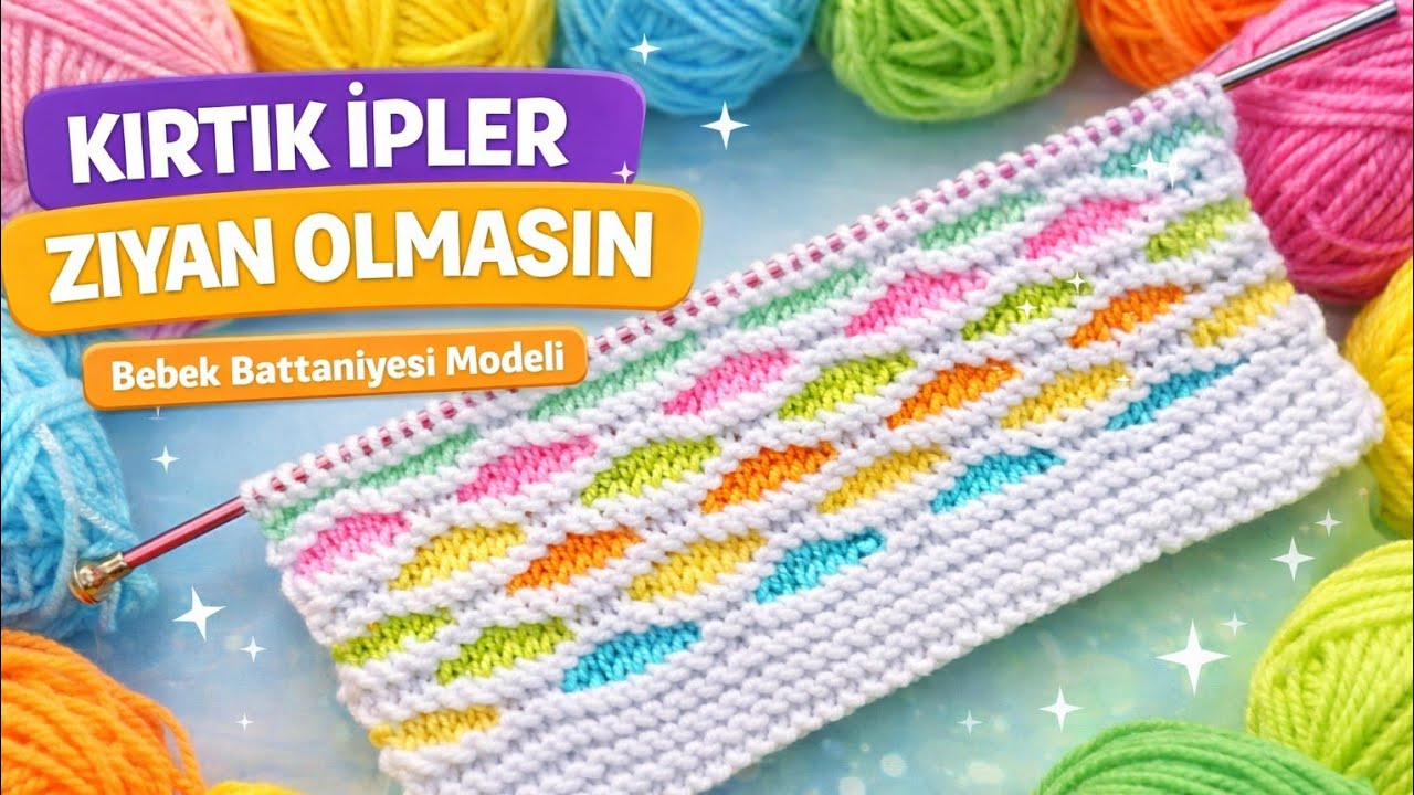 Evde Kalan Kırtık İplerle Bebek Battaniyesi Modeli | Kırtık İpler Ziyan Olmasın🥰