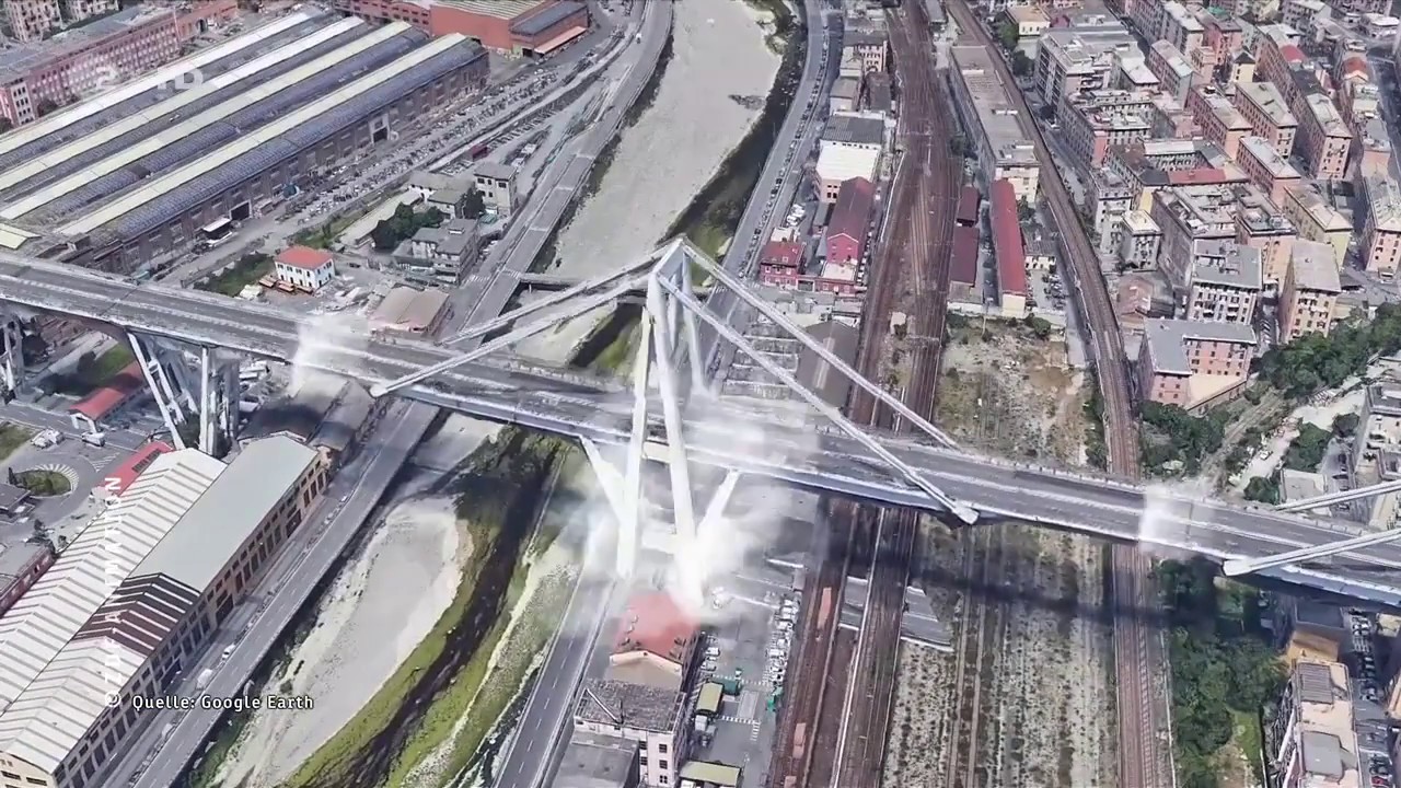 Autobahnbr&uuml;cke in Genua (Italien) eingest&uuml;rzt, 14.8.2018 - ZDF heute