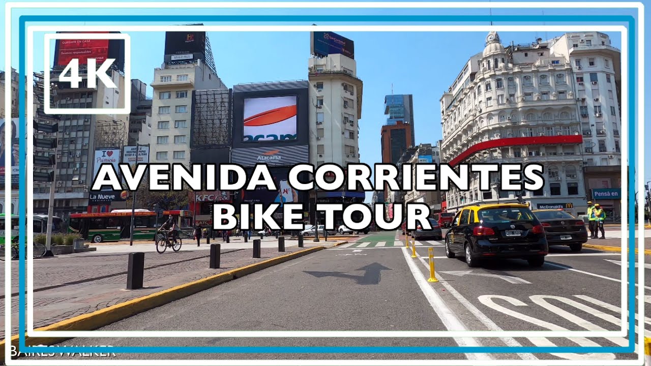 [4K] Buenos Aires Bike Tour - Recorrido en Bicicleta/ Nueva Ciclovias de Avenida Corrientes en Bs As