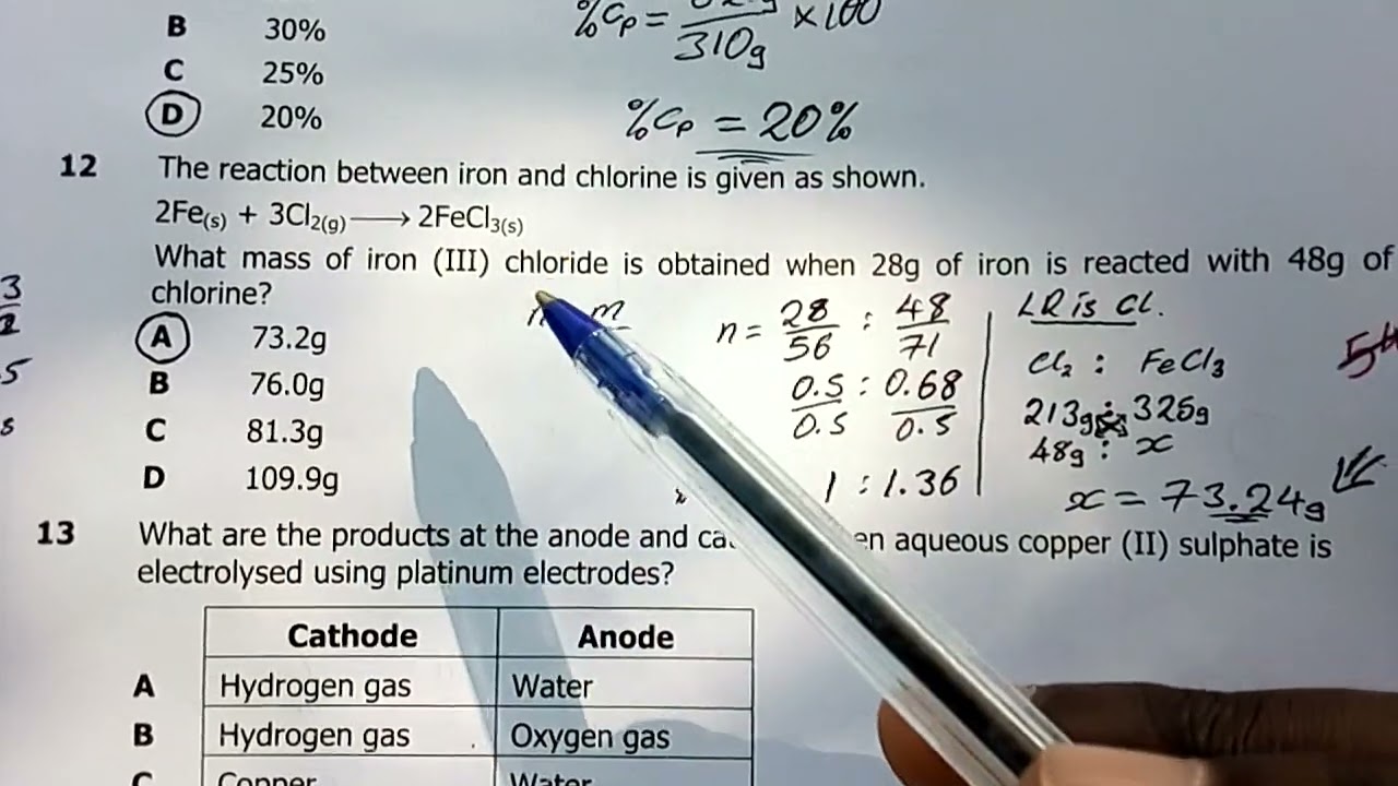 ECZ Chemistry 5070 Paper 1 Qxn 1 to 20 2021