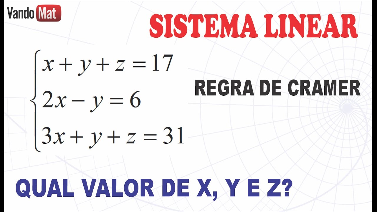 SISTEMA LINEAR POR REGRA DE CRAMER #concurso #encceja #enem #sistema #determinantes #matemática
