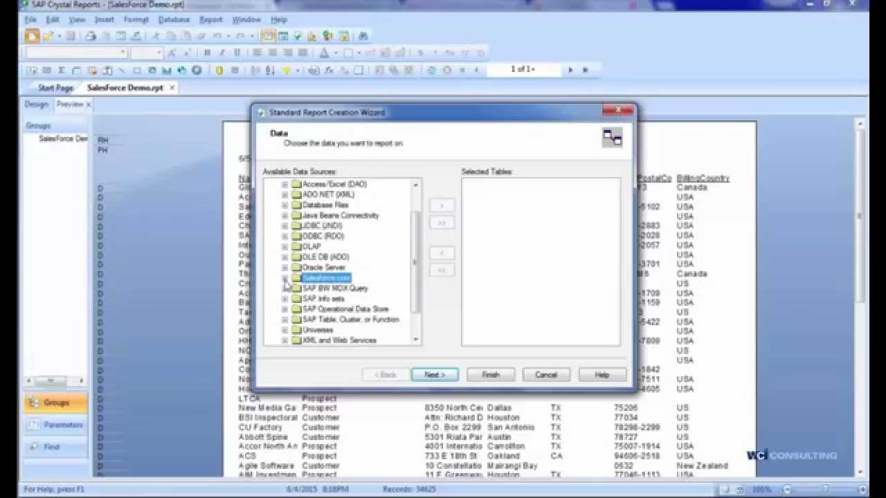 Connecting Salesforce to Crystal Reports: Step 1 Creating a Link